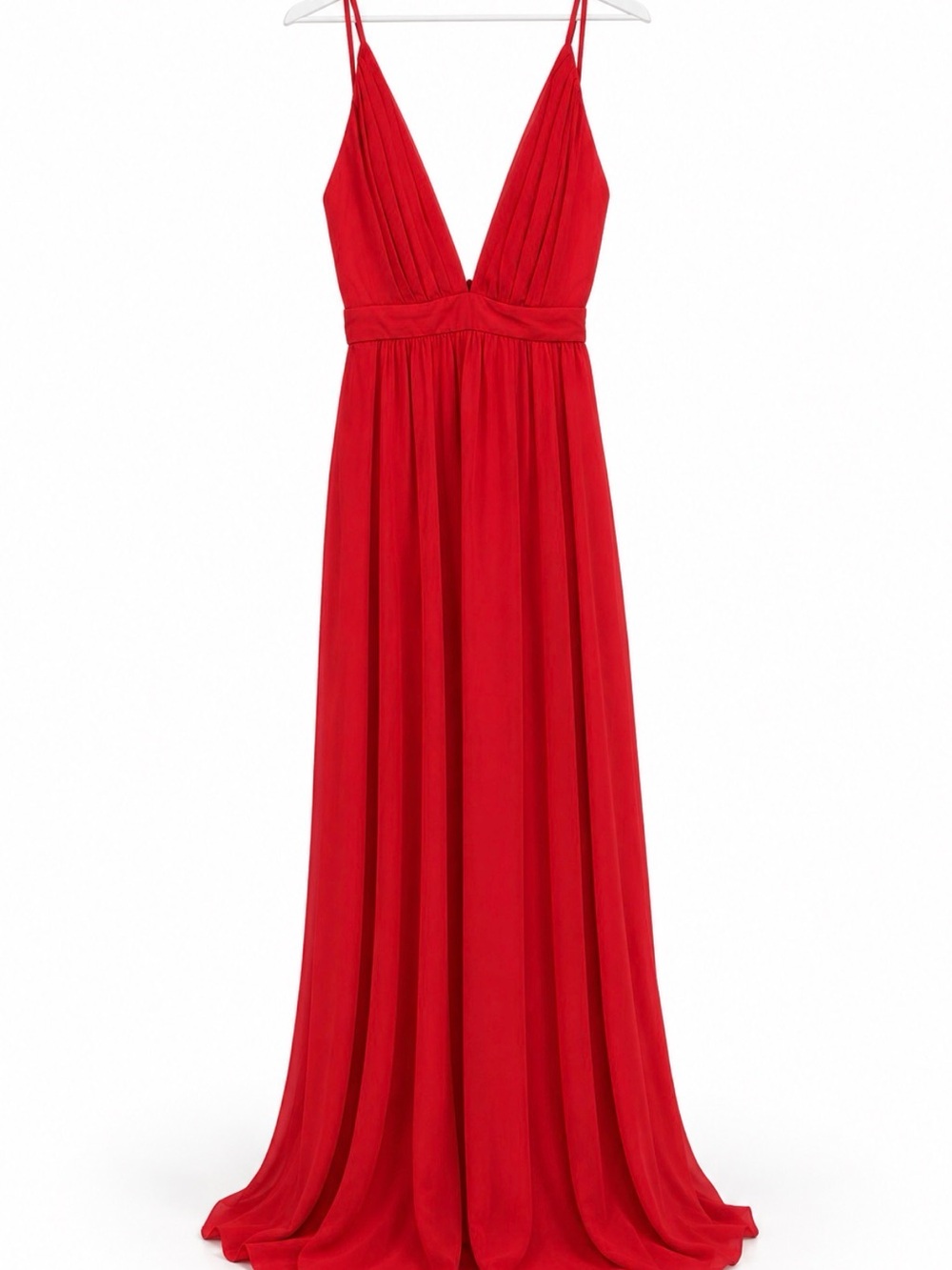 Prada Red Plunging V-Neck Maxi Dress